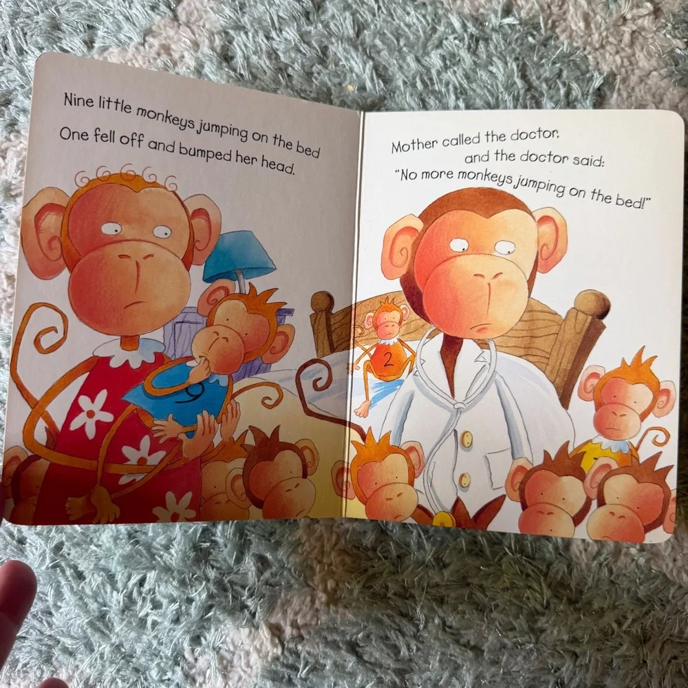Ten Little Monkeys Stephen Holmes Board Book Nursery Rhyme Counting Kids Book